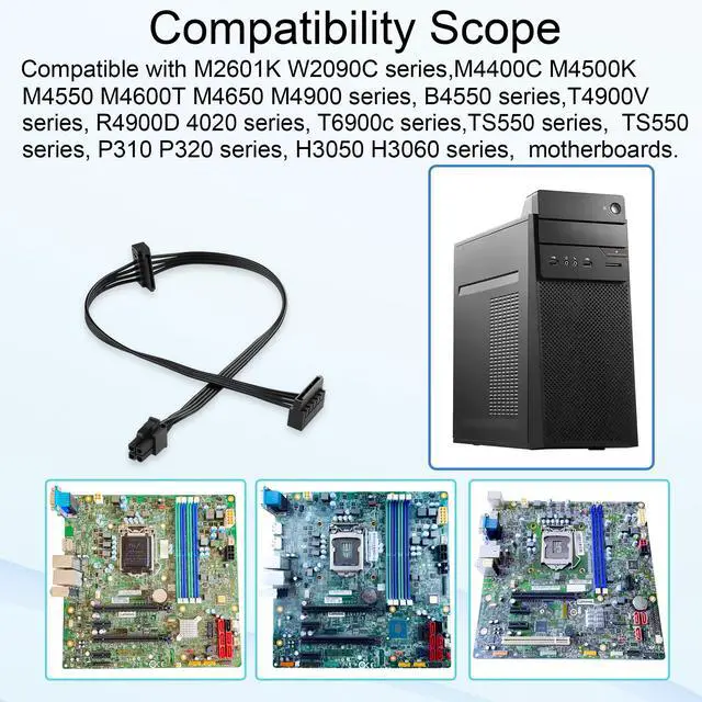 Alt view image 4 of 7 - ATX 4PIN to Dual SATA 15 PIN Adapter Extension Cable for Mechanical HDDs SSDs DVD/CD-ROMs (17.9 in./45.5 cm)