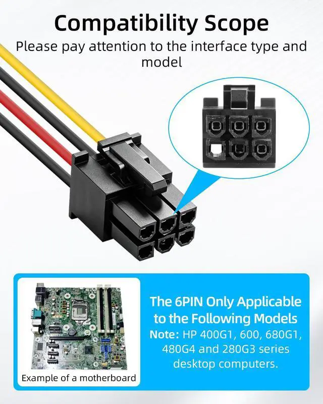 Alt view image 5 of 7 - 18AWG 6 Pin to SATA Power Cable,5V/3A SATA Power Y Splitter,ATX 6 Pin to Dual SATA 15 Pin Female with Slimline Optical Drive Port, Upgrade Cable for SSD HDD DVD Drive.(50CM)