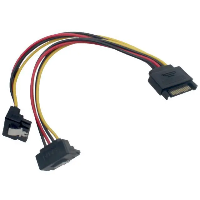 Alt view image 3 of 4 - 20 CM 15 Pin Male to Dual Female SATA Down Angle Connectors Power Cable for Hard Disk, Optical Drive and HDD (2 PCS)