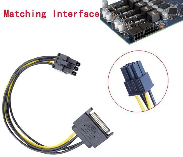 Alt view image 4 of 5 - 6-pin to SATA Power Cable (3-Pack) SATA 15-pin to 6-pin PCI Express (PCIe) Graphics Card Power Adapter (22 cm / 8.66 in)