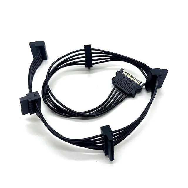Alt view image 2 of 2 - 15 Pin 1 Male SATA to 5 Female SATA Power Splitter Extension Cable Adapter Cable Powers up to 5 for HDD,SSD, Optical Drives(19.6 inches, Black)