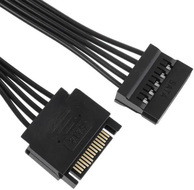 Main image of 15 Pin SATA Power Extension Cable, SATA Male to Female Power Splitter 12.6 Inch SATA-Power Adapter Extension Cable for Home Office, Black