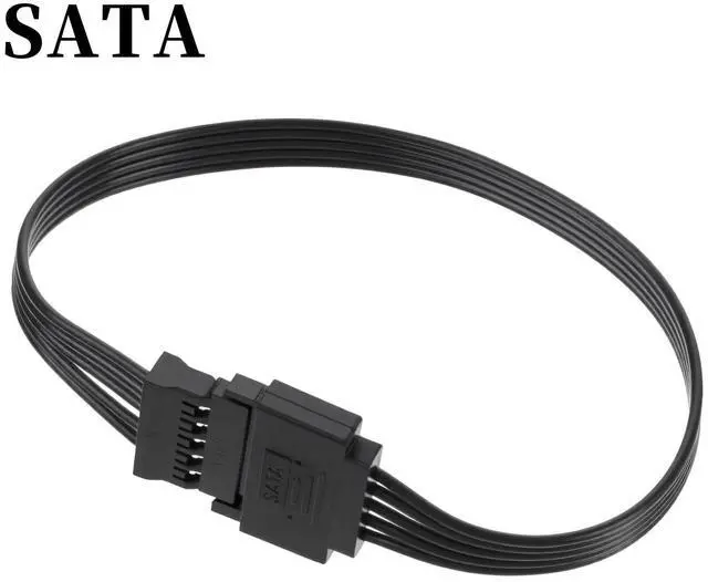 Alt view image 3 of 7 - 15 Pin SATA Power Extension Cable, SATA Male to Female Power Splitter 12.6 Inch SATA-Power Adapter Extension Cable for Home Office, Black