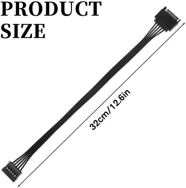 Alt view image 2 of 7 - 15 Pin SATA Power Extension Cable, SATA Male to Female Power Splitter 12.6 Inch SATA-Power Adapter Extension Cable for Home Office, Black