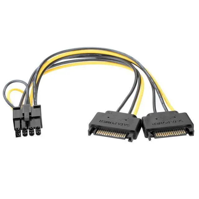 Alt view image 5 of 7 - 8 Pin to SATA Power Cable, (2 Pack) 2X SATA to 8 Pin PCI Express (PCIe) Graphic Video Card Power Cable Adapter, 8 inch