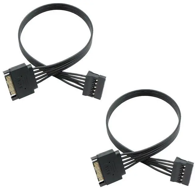 Main image of 15-pin SATA Power Extension Cable, 22 cm (Approx. 8.66 in), SATA Male-to-Female Cable, SATA Power Extension Cable (3-Pack)