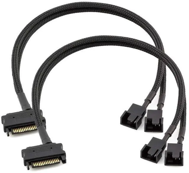 Main image of 2pcs 12V PC Case Fan Power Adapter Cable, SATA to 2 Way 3 Pin / 4 Pin PMW, 3-Pin or 4-Pin (PWM Connector) to 15 Pin SATA Computer Cooler Cooling Fan Power Cable