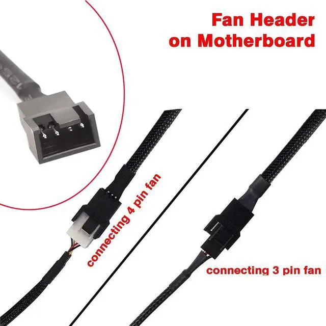 Alt view image 3 of 5 - 2pcs 12V PC Case Fan Power Adapter Cable, SATA to 2 Way 3 Pin / 4 Pin PMW, 3-Pin or 4-Pin (PWM Connector) to 15 Pin SATA Computer Cooler Cooling Fan Power Cable