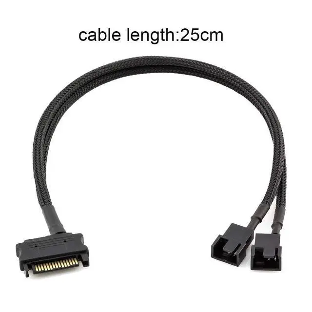 Alt view image 4 of 5 - 2pcs 12V PC Case Fan Power Adapter Cable, SATA to 2 Way 3 Pin / 4 Pin PMW, 3-Pin or 4-Pin (PWM Connector) to 15 Pin SATA Computer Cooler Cooling Fan Power Cable