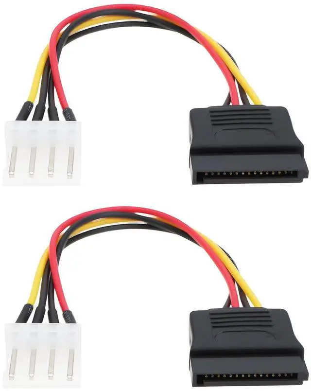 Main image of 2Pcs 15 Pin SATA Male to 4 Pin PWM 83918 Floppy Power Connector Cable 20AWG 15CM Compatible with SATA Hard Drives