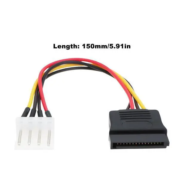 Alt view image 4 of 7 - 2Pcs 15 Pin SATA Male to 4 Pin PWM 83918 Floppy Power Connector Cable 20AWG 15CM Compatible with SATA Hard Drives