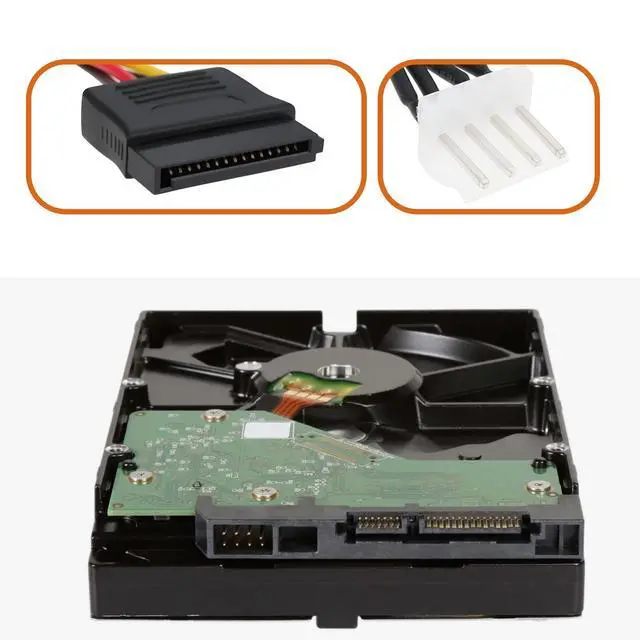 Alt view image 3 of 7 - 2Pcs 15 Pin SATA Male to 4 Pin PWM 83918 Floppy Power Connector Cable 20AWG 15CM Compatible with SATA Hard Drives