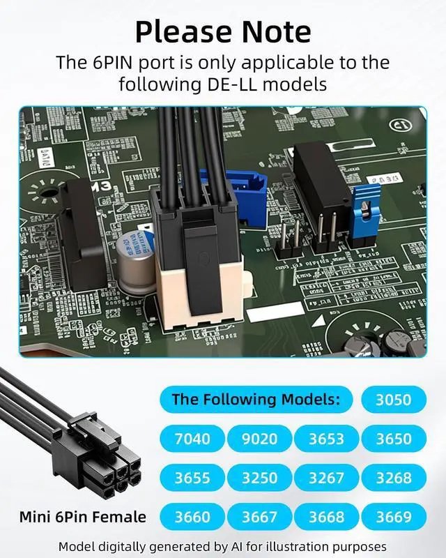 Alt view image 3 of 7 - 18AWG MINI 6 Pin to SATA Power Cable,Mini 6 Pin to 15 Pin SATA Hard Drive Power Cable for SSD HDD DVD/CD ROM Drive(40CM)