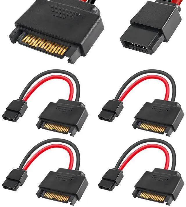 Main image of 4Pcs SATA 15-Pin Male to SATA 6-Pin Female Slimline Power Adapter Cable for Slimline SATA Hard Drives, 12inch (30cm)