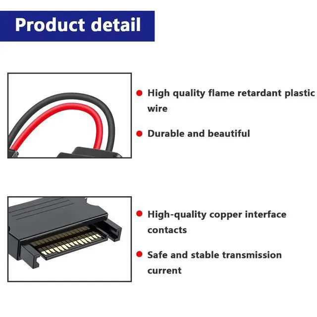 Alt view image 4 of 7 - 4Pcs SATA 15-Pin Male to SATA 6-Pin Female Slimline Power Adapter Cable for Slimline SATA Hard Drives, 12inch (30cm)