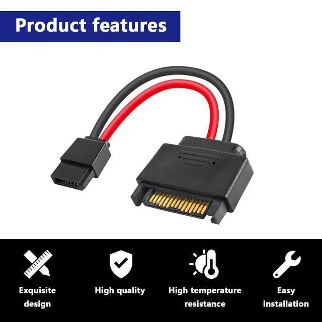 Alt view image 6 of 7 - 4Pcs SATA 15-Pin Male to SATA 6-Pin Female Slimline Power Adapter Cable for Slimline SATA Hard Drives, 12inch (30cm)