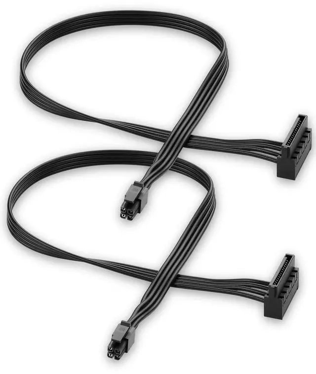 Main image of ATX mini 4PIN to SATA 15 PIN Adapter Extension Cable for Mechanical HDDs, SSDs, DVD/CD-ROMs (16.0 in./40.6 cm)(Pack of 2)