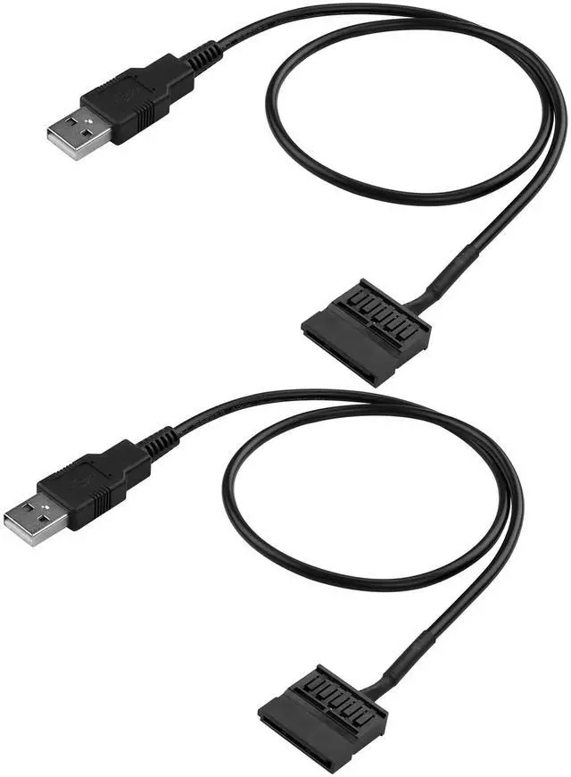 Main image of 2-Pack USB to SATA Power Cable, 50cm 22AWG Tinned Copper Cord for 2.5'' SATA HDD/SSD, Power Supply via USB Port/Charger/Power Bank (No Data Transfer, 5V Only, Not for 3.5'' Devices)