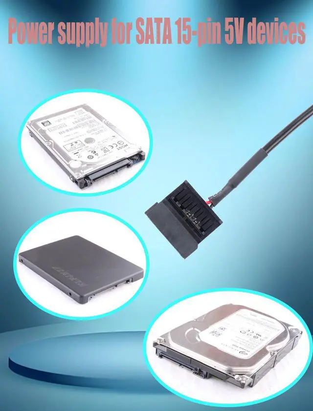 Alt view image 6 of 7 - 2-Pack USB to SATA Power Cable, 50cm 22AWG Tinned Copper Cord for 2.5'' SATA HDD/SSD, Power Supply via USB Port/Charger/Power Bank (No Data Transfer, 5V Only, Not for 3.5'' Devices)