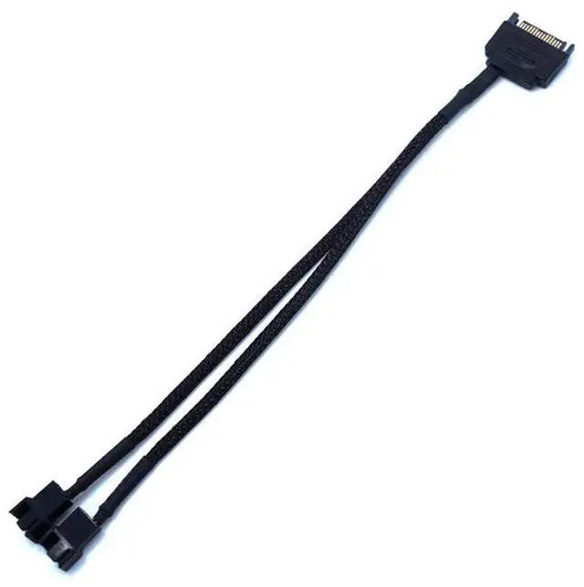 Alt view image 2 of 6 - 2 Pack SATA to 2 x 2-Pin PC Case Fan Power Adapter Cable Support 3 Pin / 4 Pin, Dual 2Pin to 15 Pin SATA Computer Cooler Cooling Fan Splitter Y Power Cable Works with 3-Pin or 4-Pin