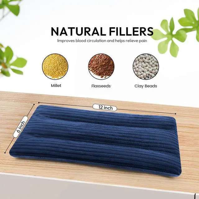 Alt view image 2 of 6 - Heating Pad 6 x 12 Small Heating Pad Microwave, Microwave Bean Bag Heating Pad for Neck and Shoulders, Moist Heat Pack Pillow Warm Compress for Knee, Muscles, Joints, Wrist (Dark Blue)