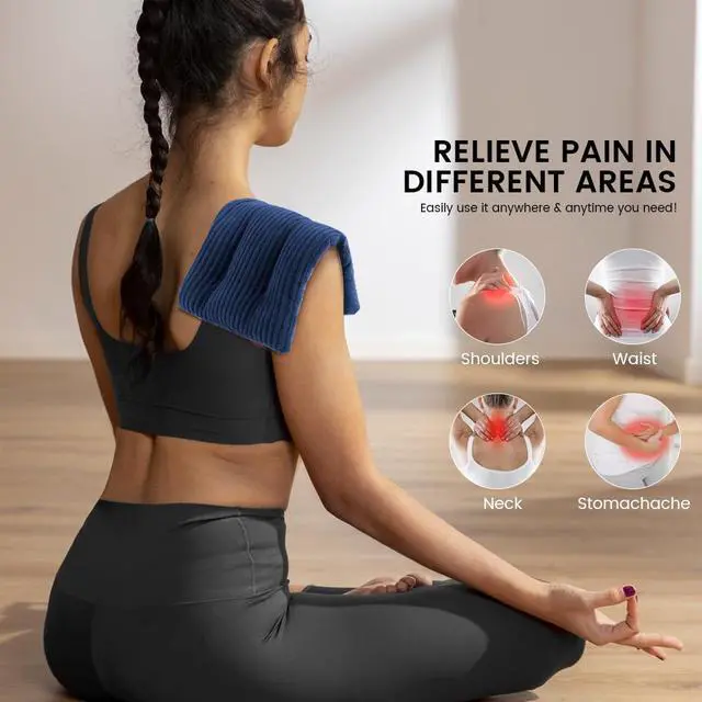 Alt view image 4 of 6 - Heating Pad 6 x 12 Small Heating Pad Microwave, Microwave Bean Bag Heating Pad for Neck and Shoulders, Moist Heat Pack Pillow Warm Compress for Knee, Muscles, Joints, Wrist (Dark Blue)