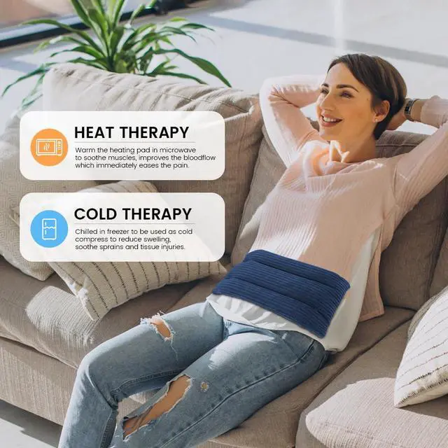 Alt view image 5 of 6 - Heating Pad 6 x 12 Small Heating Pad Microwave, Microwave Bean Bag Heating Pad for Neck and Shoulders, Moist Heat Pack Pillow Warm Compress for Knee, Muscles, Joints, Wrist (Dark Blue)