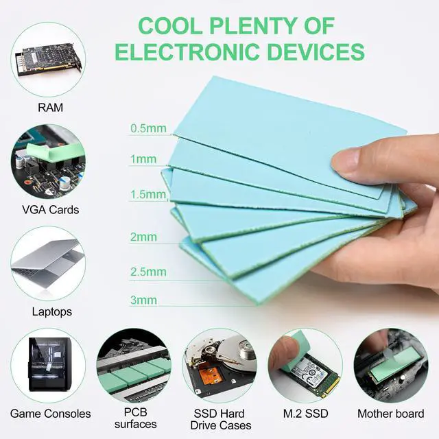 Alt view image 7 of 7 - Thermal Pad 20W/m.K, 100x50x0.5mm Silicone Cooling Pad Non Conductive Heat Resistance Soft Sticky Cover with Dual Self-Adhesive Films for PC Laptop PS4/PS5/SSD/RAM - 1 Pad