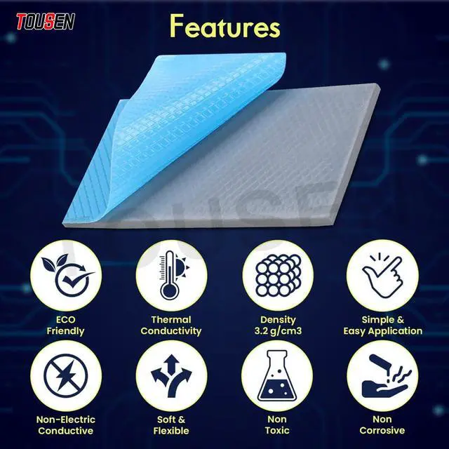Alt view image 6 of 6 - TSP-168 Thermal Pad (85x45mm x 0.5mm) - High Conductivity, Non-Conductive Gray Heat Dissipation Pad for PCBs, GPUs, Laptops & Electronics