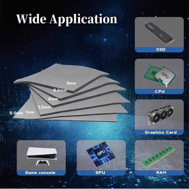 Alt view image 3 of 7 - Thermal Pad 12.8W/mK 100 x 100 x 1 mm Soft Silicone Thermal Pad Cover with Dual Self-Adhesive Films,Heat Resistance,Non Conductive Thermal Pads for GPU/CPU/PS4/PS5/PC Laptop Heatsink/SSD/Nvme