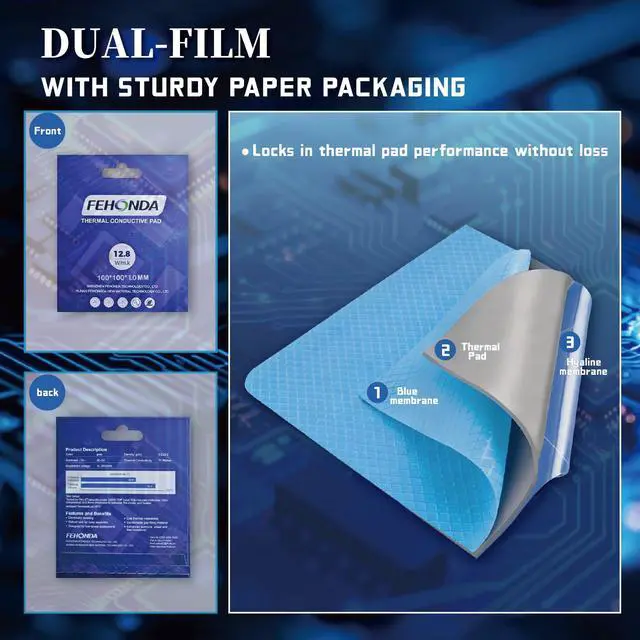 Alt view image 6 of 7 - Thermal Pad 12.8W/mK 100 x 100 x 1 mm Soft Silicone Thermal Pad Cover with Dual Self-Adhesive Films,Heat Resistance,Non Conductive Thermal Pads for GPU/CPU/PS4/PS5/PC Laptop Heatsink/SSD/Nvme