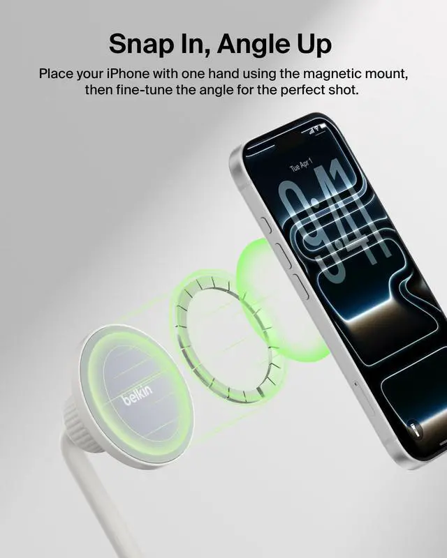 Alt view image 2 of 7 - Stage Magnetic Tripod Phone Mount - Lightweight MagSafe & Qi2 Compatible 360° Rotating Smartphone Holder for iPhone 17 & 16, Android, TikTok, YouTube, Streaming, Influencers, Vlogging, Content