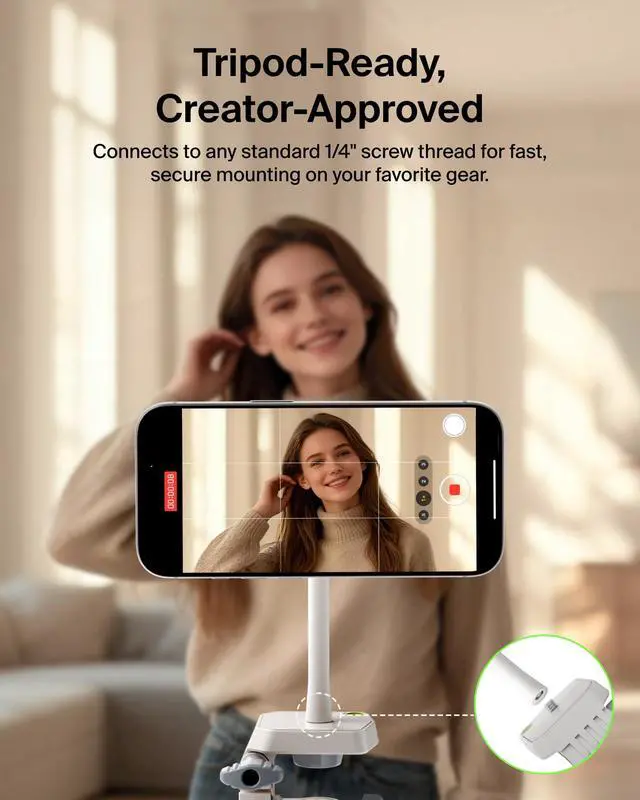 Alt view image 3 of 7 - Stage Magnetic Tripod Phone Mount - Lightweight MagSafe & Qi2 Compatible 360° Rotating Smartphone Holder for iPhone 17 & 16, Android, TikTok, YouTube, Streaming, Influencers, Vlogging, Content