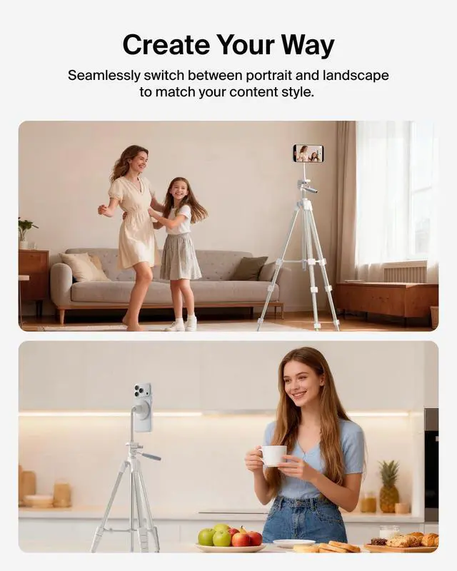 Alt view image 5 of 7 - Stage Magnetic Tripod Phone Mount - Lightweight MagSafe & Qi2 Compatible 360° Rotating Smartphone Holder for iPhone 17 & 16, Android, TikTok, YouTube, Streaming, Influencers, Vlogging, Content