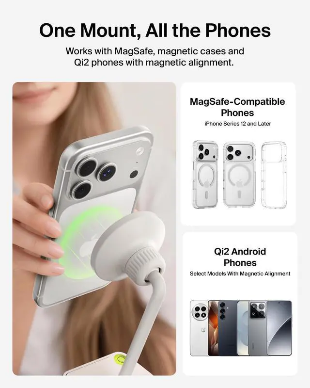 Alt view image 6 of 7 - Stage Magnetic Tripod Phone Mount - Lightweight MagSafe & Qi2 Compatible 360° Rotating Smartphone Holder for iPhone 17 & 16, Android, TikTok, YouTube, Streaming, Influencers, Vlogging, Content