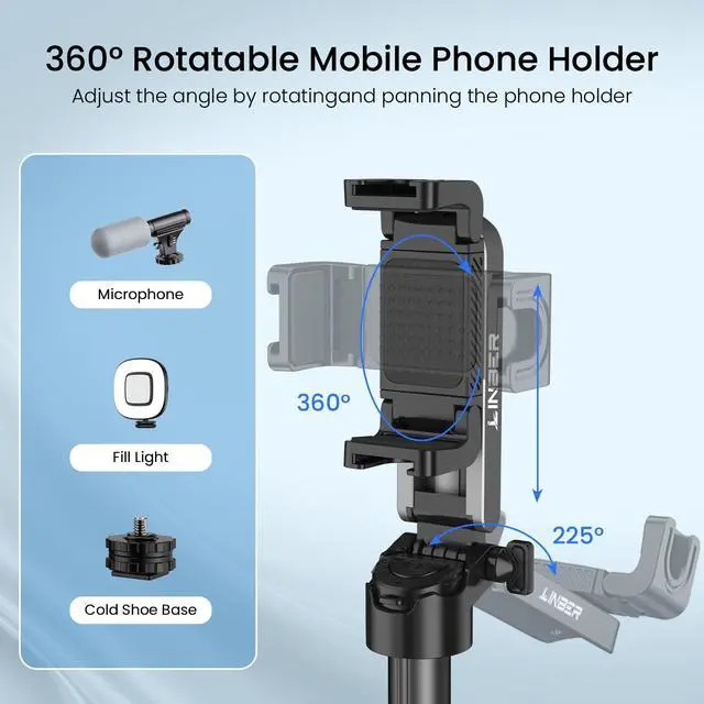 Alt view image 4 of 7 - Selfie Stick Tripod with Fill Light & Bluetooth Remote