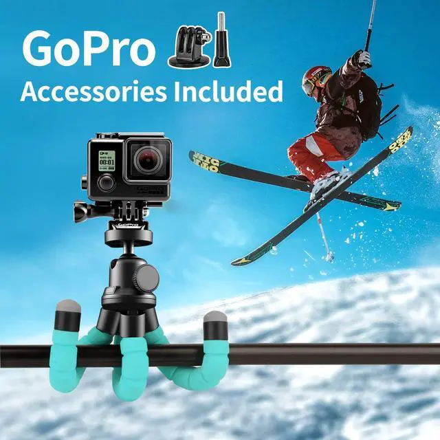 Alt view image 3 of 6 - Phone Tripod, Flexible Tripod for iPhone and Android, Portable with Wireless Remote and Clip for Video Recording/Vlogging/Selfie (Blue)