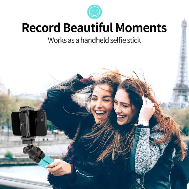 Alt view image 6 of 6 - Phone Tripod, Flexible Tripod for iPhone and Android, Portable with Wireless Remote and Clip for Video Recording/Vlogging/Selfie (Blue)