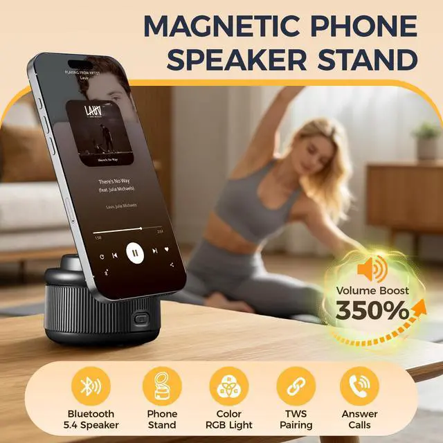 Alt view image 2 of 7 - X1 Portable Cell Phone Stand with Bluetooth Speaker, Gifts for Women Men