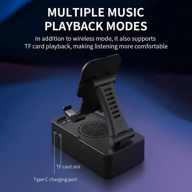 Alt view image 6 of 7 - Foldable Phone Stand with Speaker, Gifts for Men Women, Wireless Bluetooth Speaker with Cell Phone Stand and Anti-Slip Base Led RGB Light HD Surround Sound Compatible with Phones, Tablets