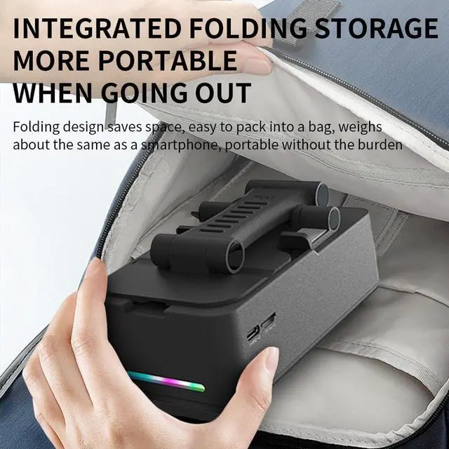 Alt view image 7 of 7 - Foldable Phone Stand with Speaker, Gifts for Men Women, Wireless Bluetooth Speaker with Cell Phone Stand and Anti-Slip Base Led RGB Light HD Surround Sound Compatible with Phones, Tablets