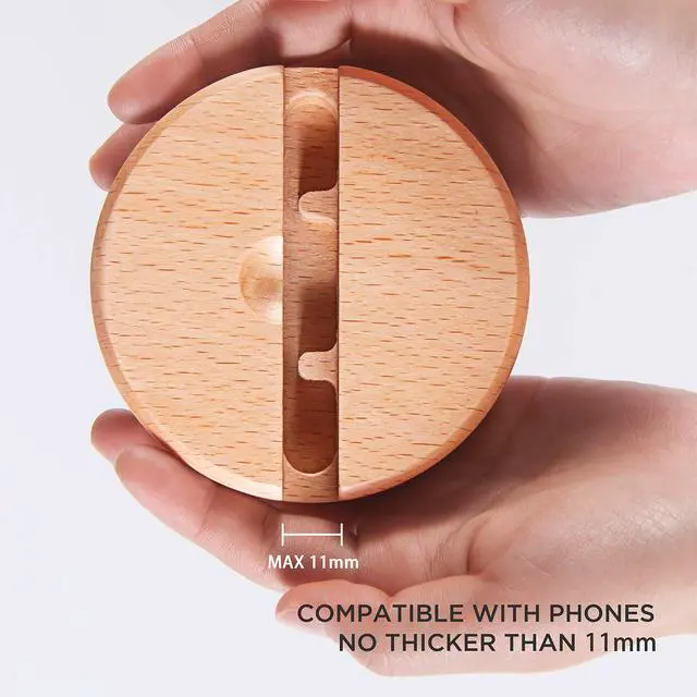 Alt view image 3 of 7 - Wooden Phone Dock - Sound Amplifier & Holder, Compatible with Smartphone, Mini Pad - Beech