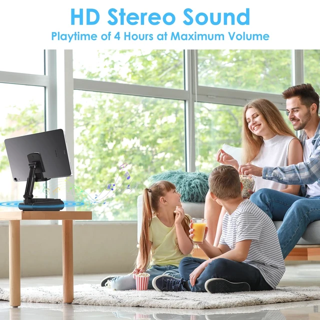 Alt view image 5 of 7 - Multi-Angle Adjustable Mobile Phone Holder with Built-in Bluetooth Speaker, Suitable for Home and Outdoor use, Easy to Carry, with Non-Slip Base, a Unique Birthday Gift for Boys or Husband