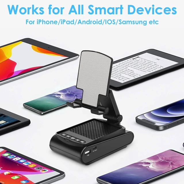 Alt view image 6 of 7 - Multi-Angle Adjustable Mobile Phone Holder with Built-in Bluetooth Speaker, Suitable for Home and Outdoor use, Easy to Carry, with Non-Slip Base, a Unique Birthday Gift for Boys or Husband