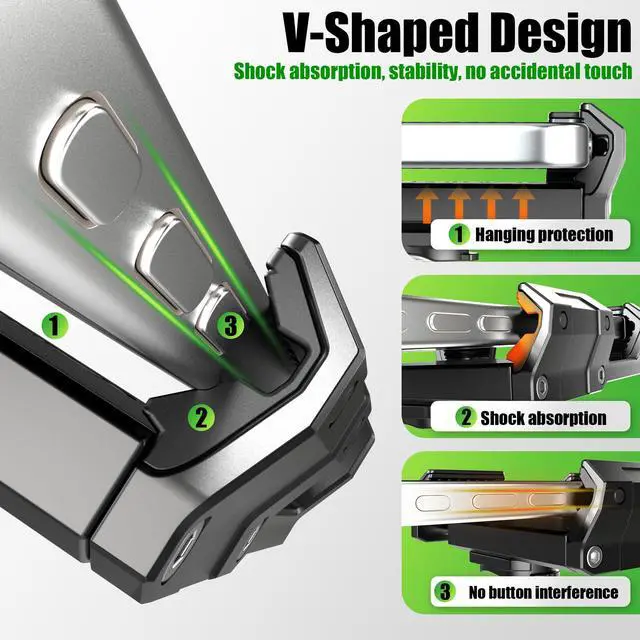 Alt view image 4 of 6 - Bike Phone Holder, CNC Machined & Forged Aluminum Bicycle Stem Phone Mount, 1s Quick-Lock V-Shape Clamp, Anti-Shake Headset Cap Mount Design, Camera Friendly, Fits 4.77.2" Phones