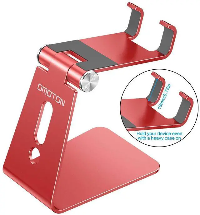Alt view image 2 of 7 - Adjustable Cell Phone Stand, C2 Aluminum Desktop Phone Holder Dock Compatible with iPhone 15 14 13 Xs XR 8 Plus 7 6, Samsung Galaxy, Google Pixel, Android Phones, Red