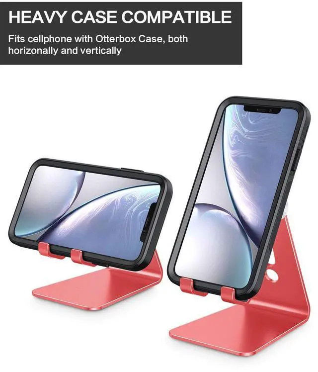 Alt view image 6 of 7 - Adjustable Cell Phone Stand, C2 Aluminum Desktop Phone Holder Dock Compatible with iPhone 15 14 13 Xs XR 8 Plus 7 6, Samsung Galaxy, Google Pixel, Android Phones, Red