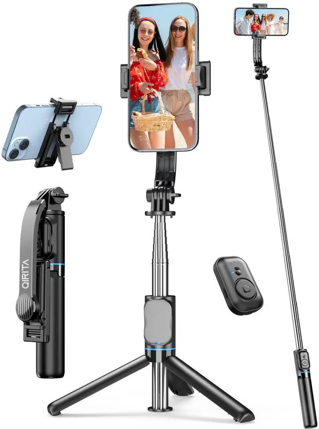 Main image of Selfie Stick, 41'' Extendable Phone Tripod Stand with Phone Holder & Detachable Remote, 360° Rotation Selfie Stick Tripod for Cell Phone Compatible with iPhone, Android, Samsung