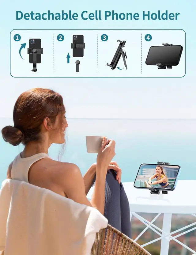 Alt view image 4 of 7 - Selfie Stick, 41'' Extendable Phone Tripod Stand with Phone Holder & Detachable Remote, 360° Rotation Selfie Stick Tripod for Cell Phone Compatible with iPhone, Android, Samsung
