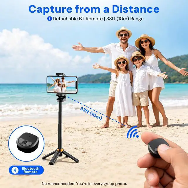 Alt view image 4 of 7 - Mini Selfie Stick Tripod, 4" Pocket-Sized Selfie Stick with Bluetooth Remote, 4-Leg Reinforced Stand, 360° Rotation, 3.8 oz Lightweight for iPhone/Android, Ideal for Travel/Live Stream/Vlog